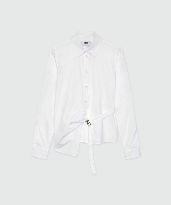 White poplin shirt with Mwave detail