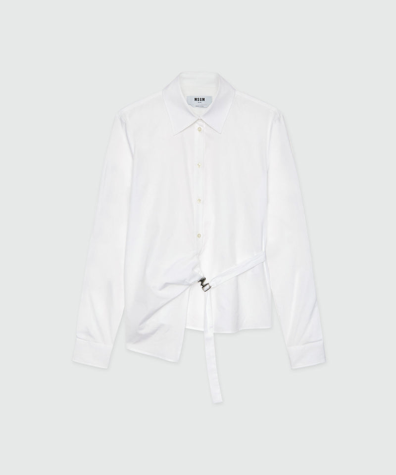 White poplin shirt with Mwave detail WHITE Women 