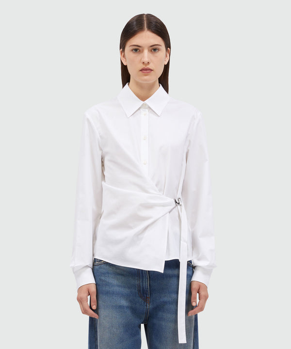 White poplin shirt with Mwave detail