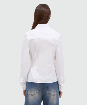 White poplin shirt with Mwave detail