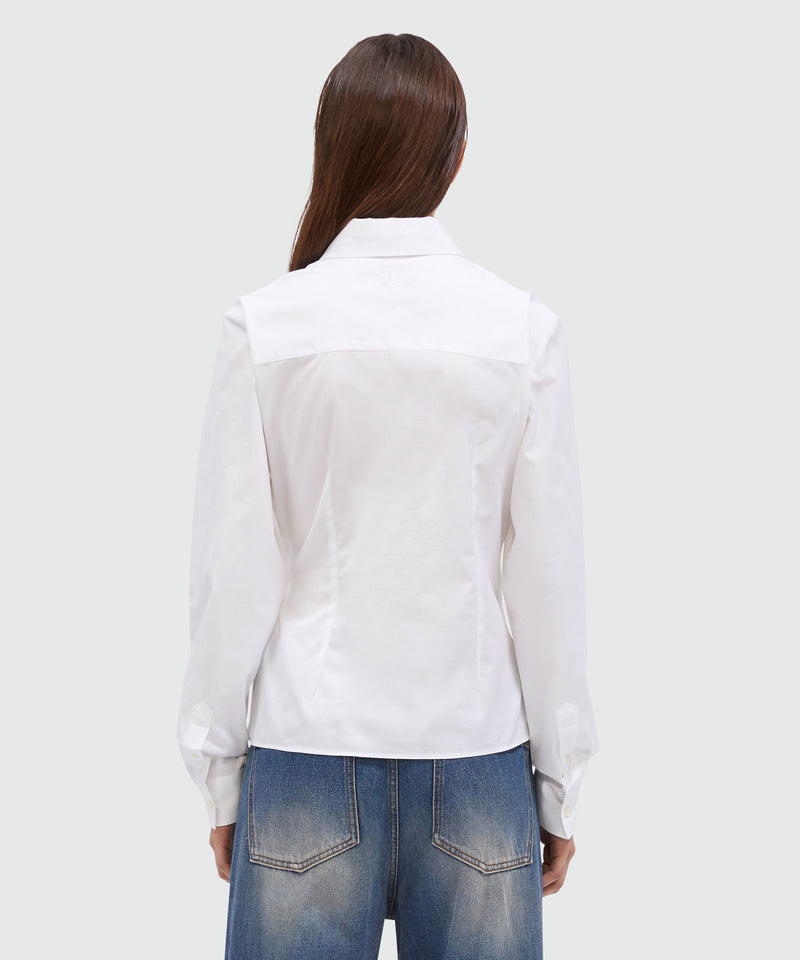 White poplin shirt with Mwave detail WHITE Women 