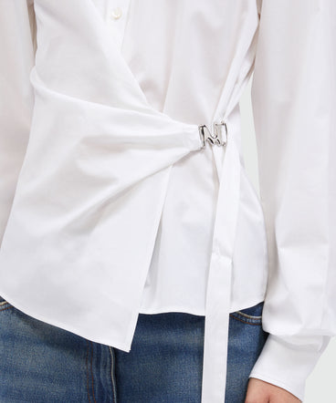 White poplin shirt with Mwave detail