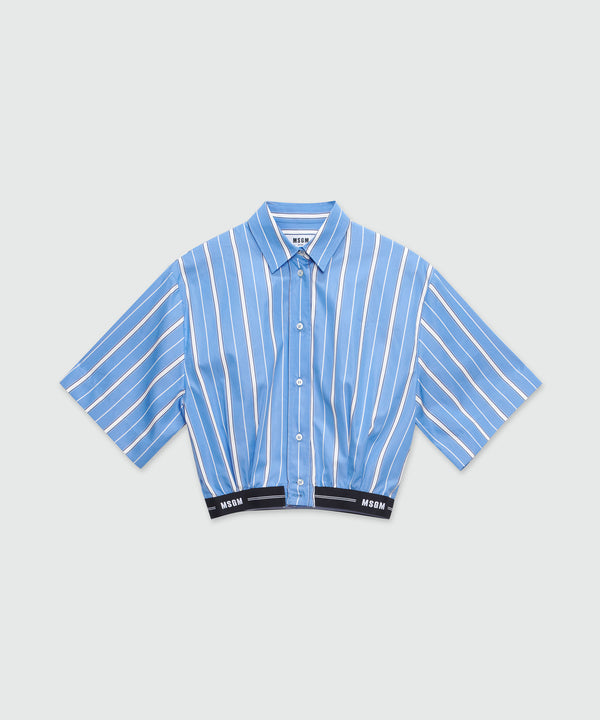 Cropped shirt in striped poplin with MSGM elastic