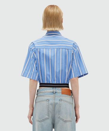 Cropped shirt in striped poplin with MSGM elastic