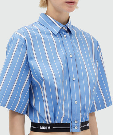 Cropped shirt in striped poplin with MSGM elastic