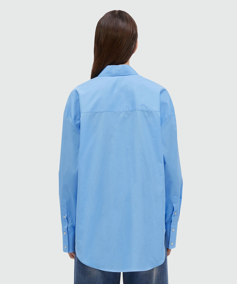 Light blue poplin shirt with floral applications BLUE Women 