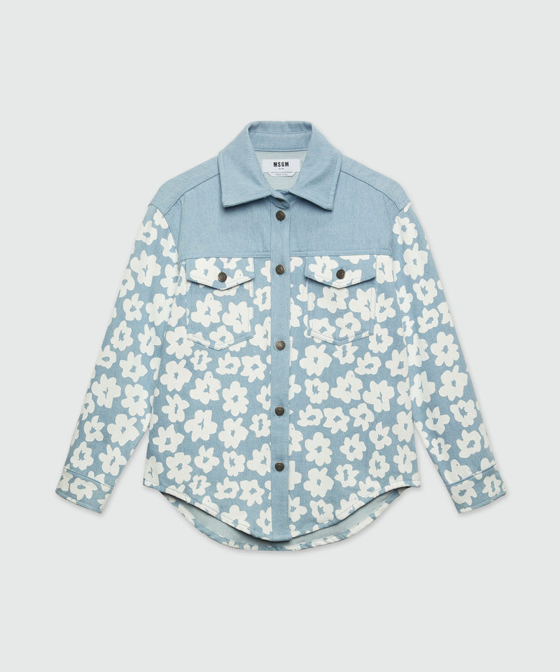 Flower print denim shirt BLUE Women 