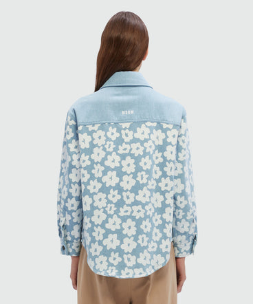 Flower print denim shirt