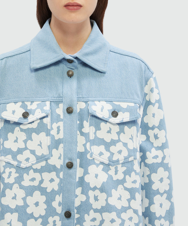 Flower print denim shirt BLUE Women 