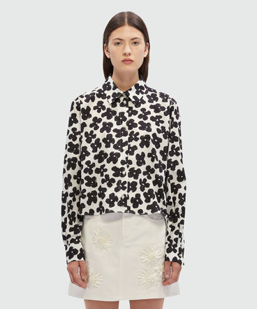 White poplin shirt with MSGM "Puffy flowers" print