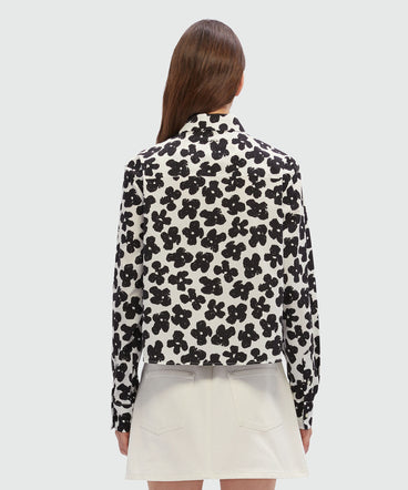 White poplin shirt with MSGM "Puffy flowers" print