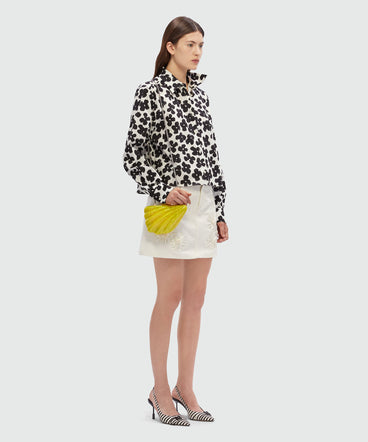 White poplin shirt with MSGM "Puffy flowers" print