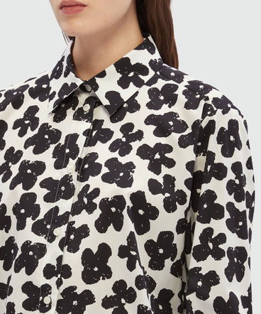 White poplin shirt with MSGM "Puffy flowers" print