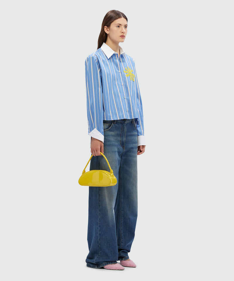 Striped light blue poplin shirt with sun detail BLUE Women 