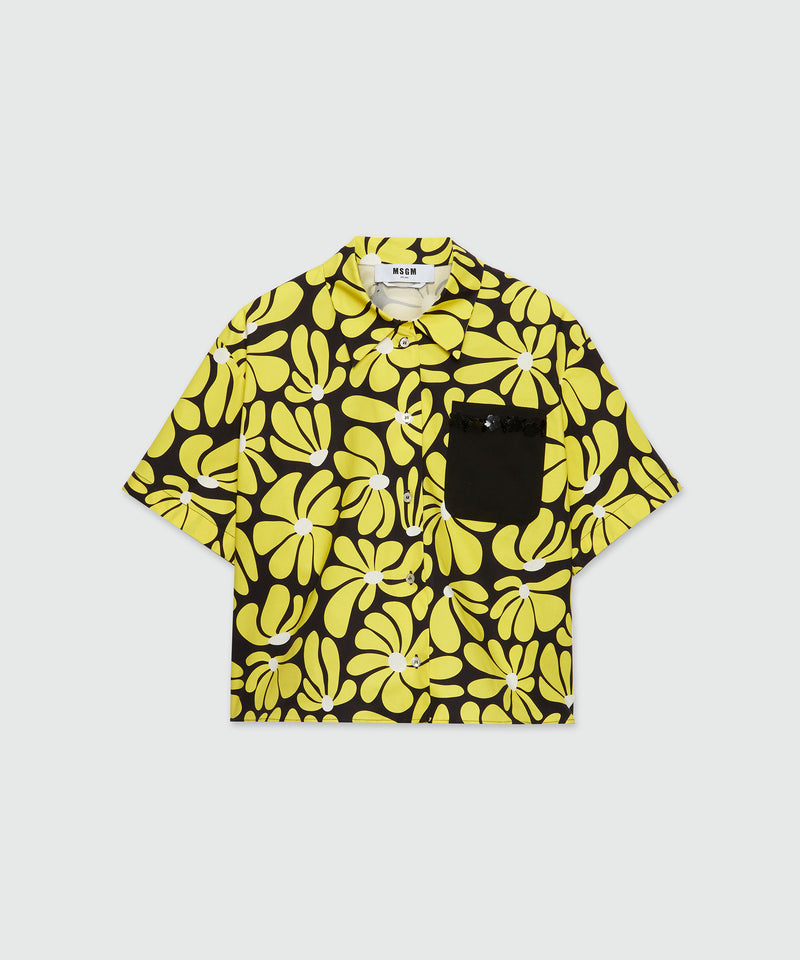 Black and yellow faille shirt with "Eclectic daisy" print YELLOW Women 