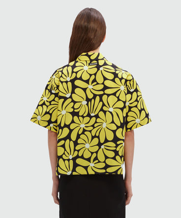 Black and yellow faille shirt with "Eclectic daisy" print