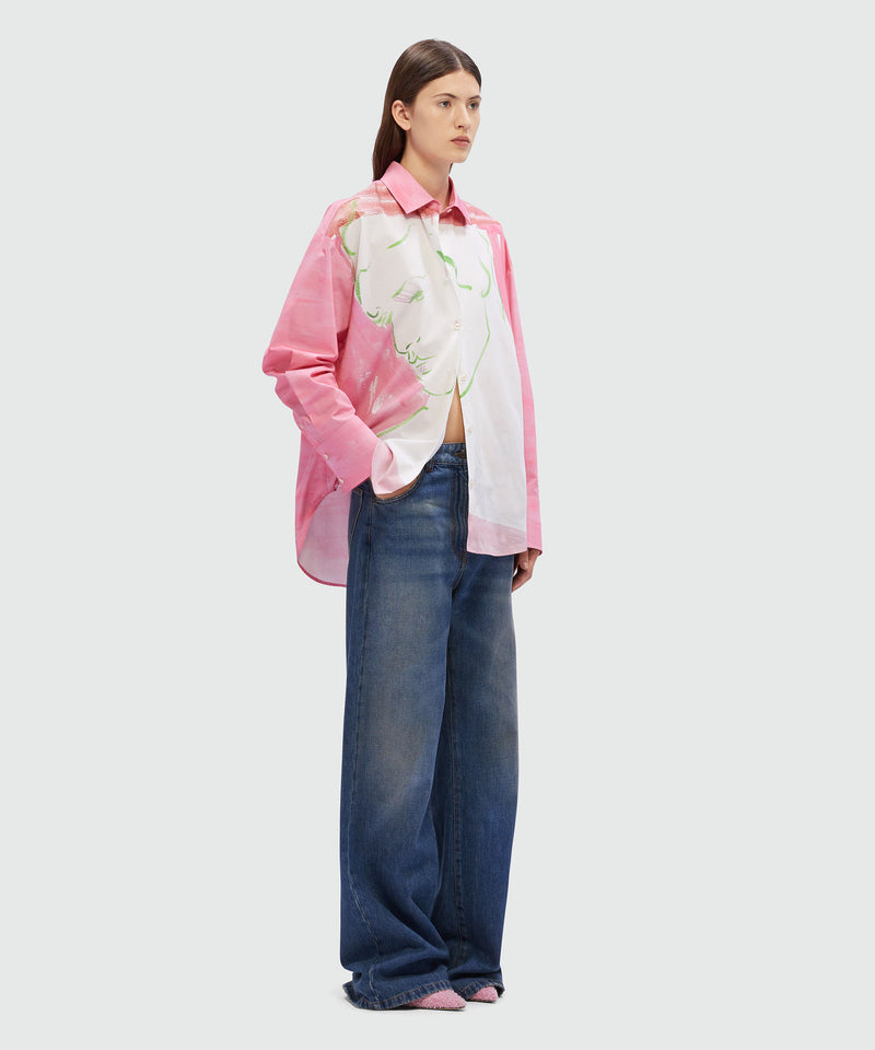 Luke Edward Hall x MSGM print cotton shirt PINK Women 