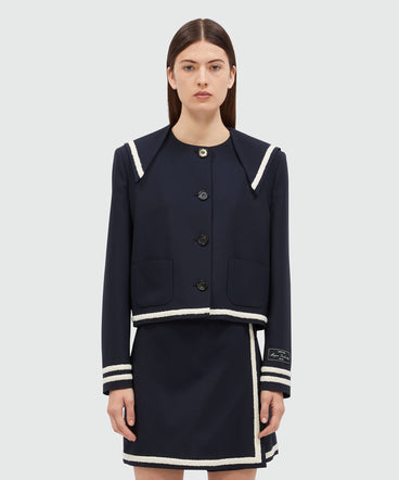 MSGM Tailoring navy blue cool wool peacoat