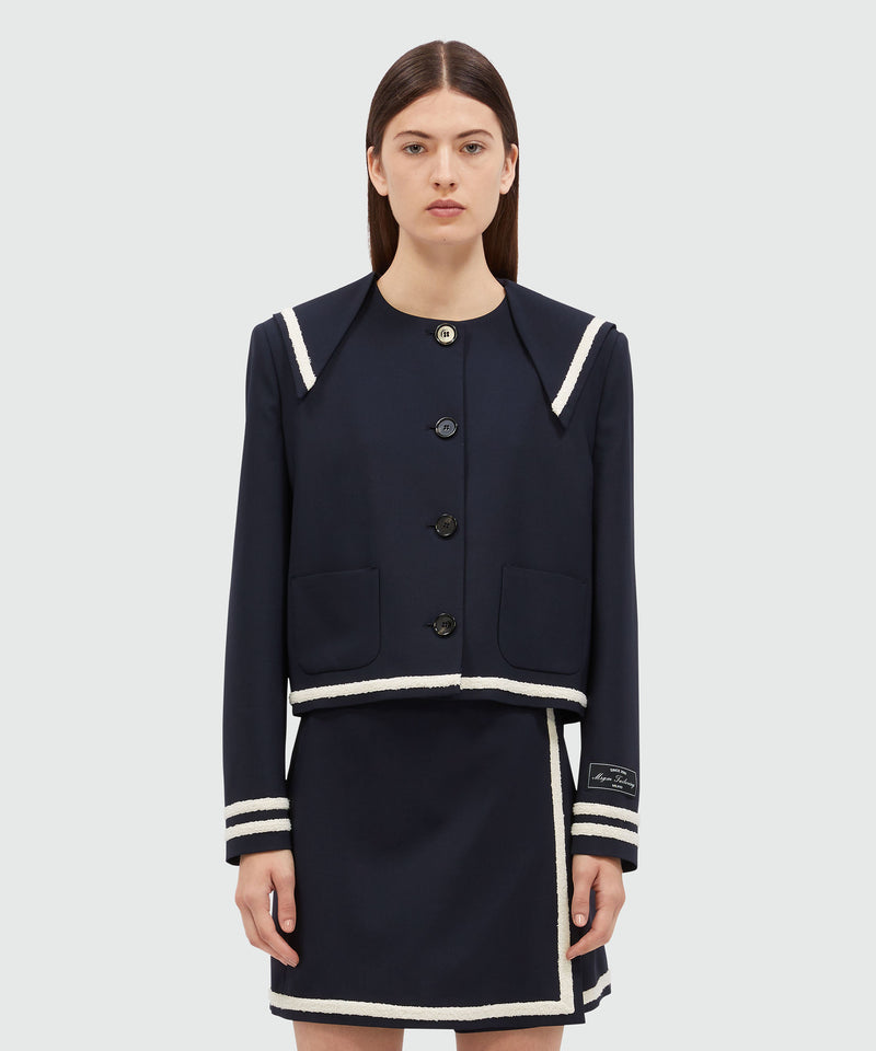 Giacca da marinaio in frescolana blu navy MSGM Tailoring 88 Donna 