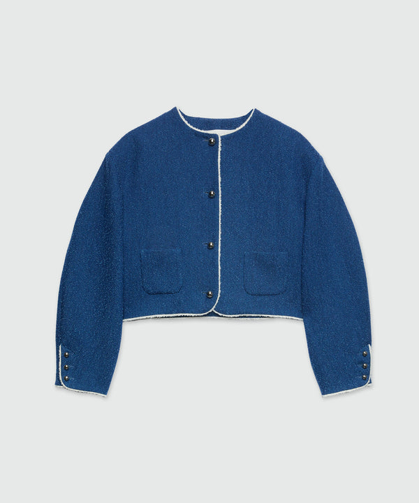 Blue boucle denim tweed jacket