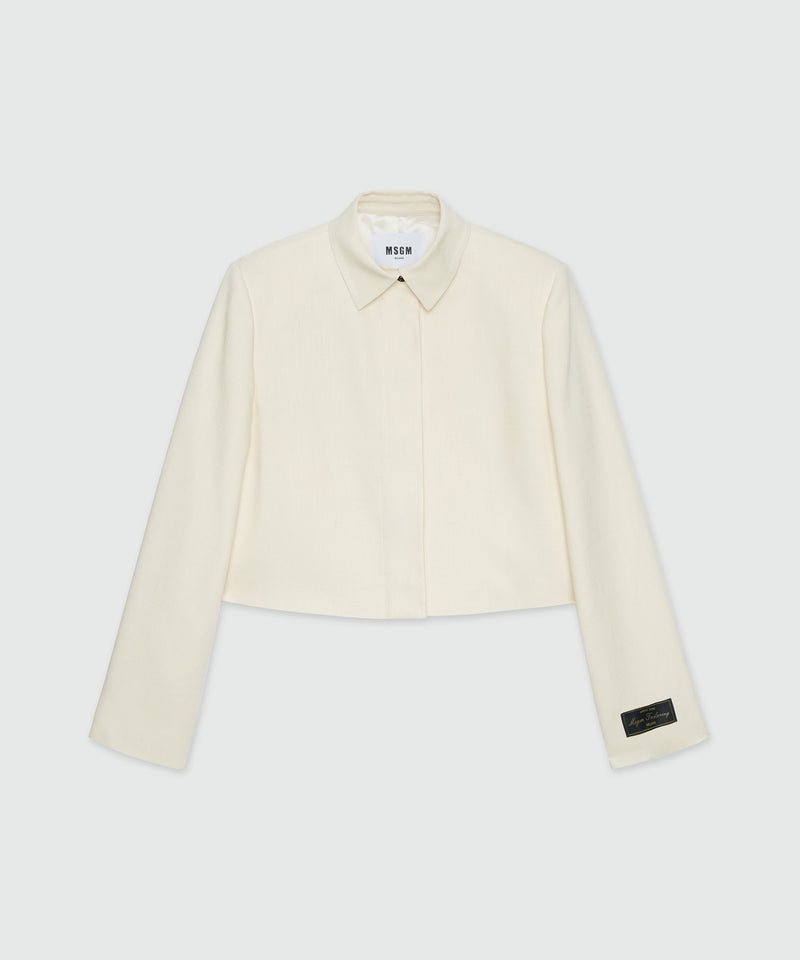 MSGM Tailoring ivory flamed blazer OFF WHITE Women 