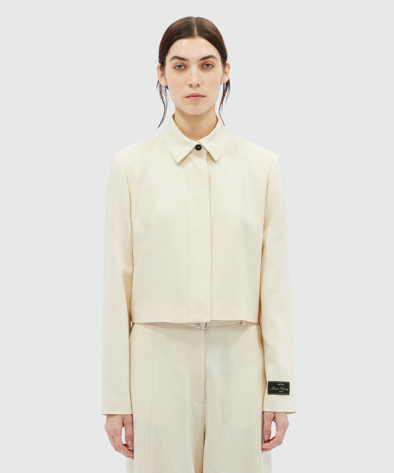 MSGM Tailoring ivory flamed blazer OFF WHITE Women 