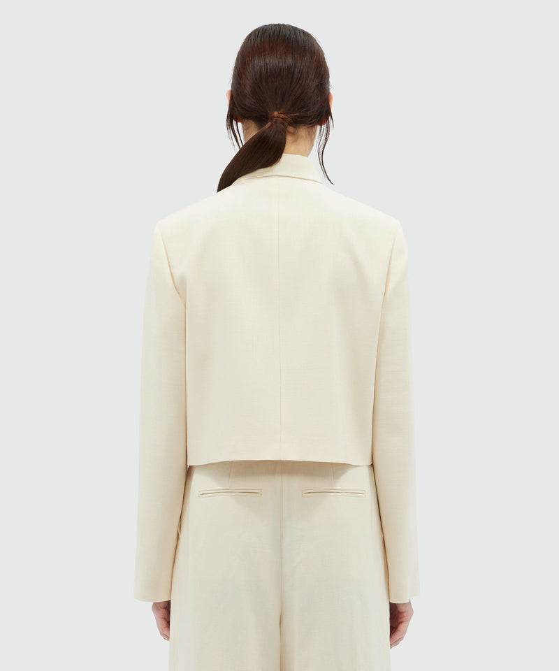 MSGM Tailoring ivory flamed blazer OFF WHITE Women 