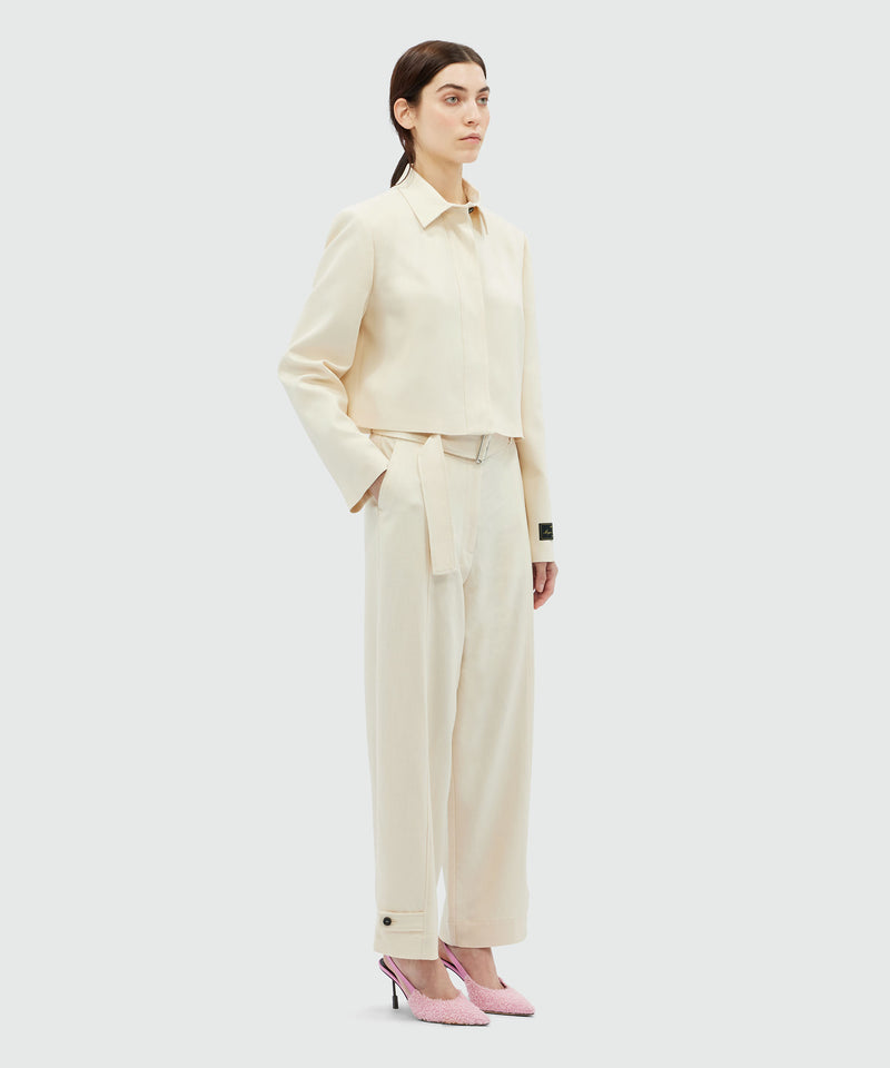 MSGM Tailoring ivory flamed blazer OFF WHITE Women 