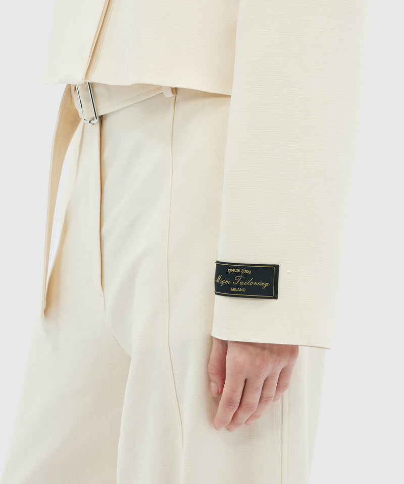 MSGM Tailoring ivory flamed blazer OFF WHITE Women 