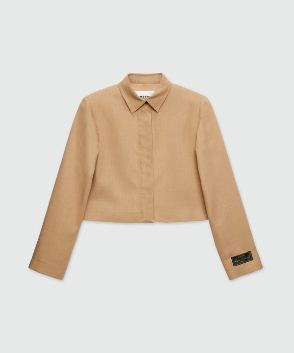 Giacca in canvas fiammato cammello MSGM Tailoring