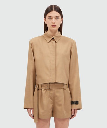 MSGM Tailoring camel flamed canvas jacket