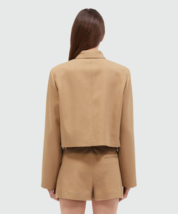 Giacca in canvas fiammato cammello MSGM Tailoring