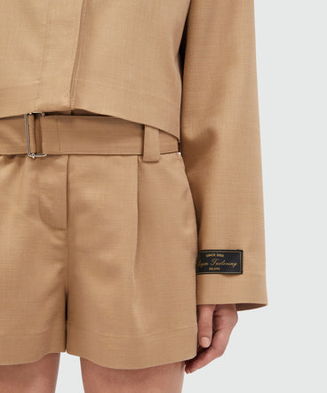 MSGM Tailoring camel flamed canvas blazer