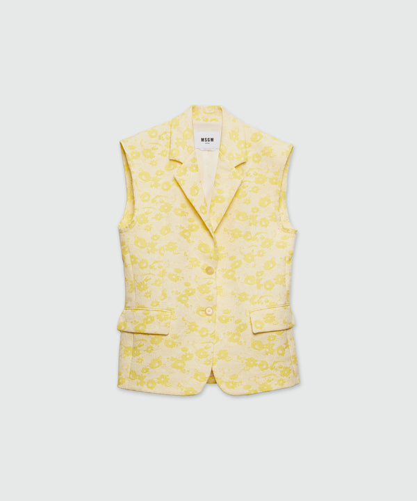 Sleeveless blazer in floral jacquard