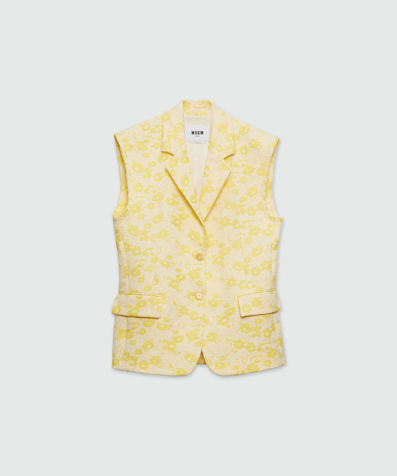 Sleeveless jacket in floral jacquard YELLOW Women 