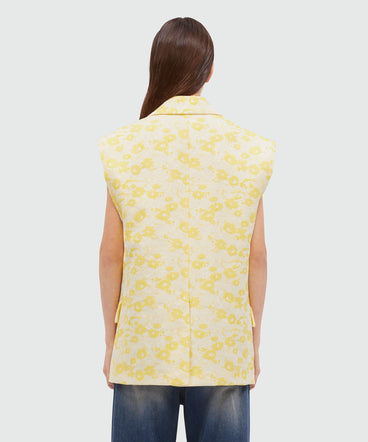 Sleeveless jacket in floral jacquard