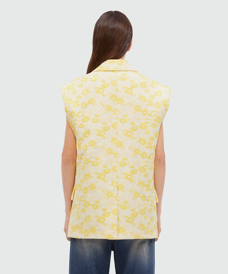 Sleeveless jacket in floral jacquard YELLOW Women 