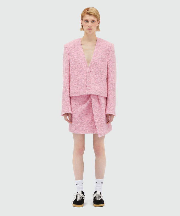 Pink sponge-effect tweed jacket