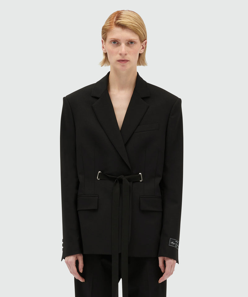 Giacca in frescolana nero con coulisse MSGM Tailoring Nero Donna 