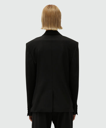 MSGM Tailoring black fresco wool jacket with drawstring