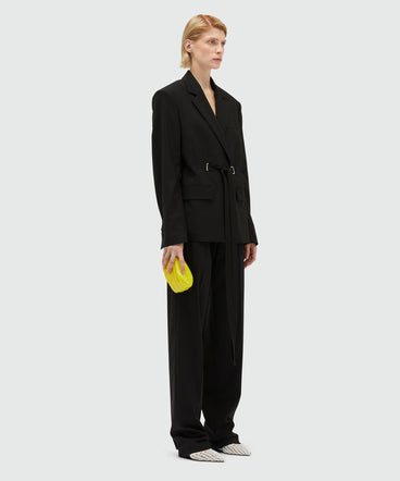 MSGM Tailoring black fresco wool blazer with drawstring