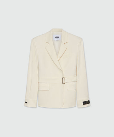 MSGM Tailoring ivory flamed canvas blazer