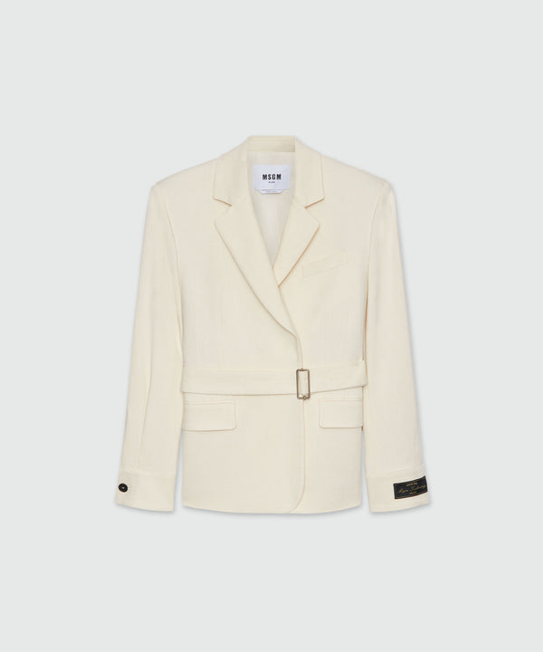 MSGM Tailoring ivory flamed canvas blazer