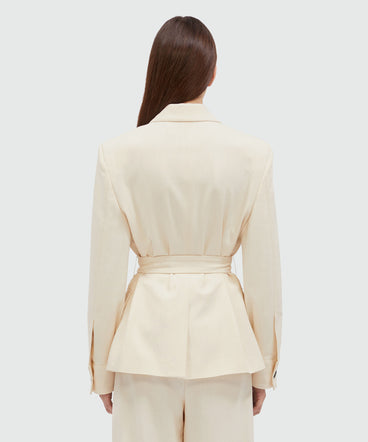 MSGM Tailoring ivory flamed canvas blazer