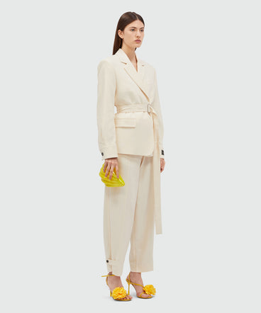 MSGM Tailoring ivory flamed canvas jacket