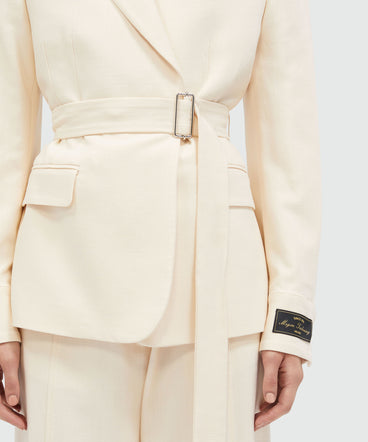 MSGM Tailoring ivory flamed canvas jacket