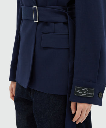 MSGM Tailoring navy blue flamed canvas jacket