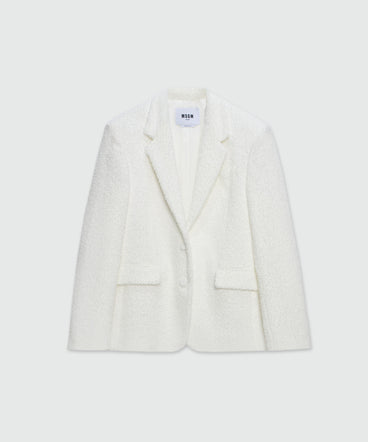 White sponge-effect tweed jacket