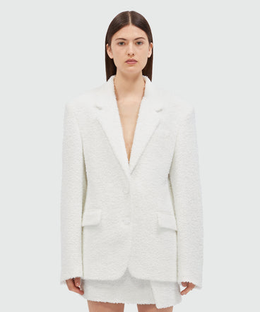 White sponge-effect tweed blazer