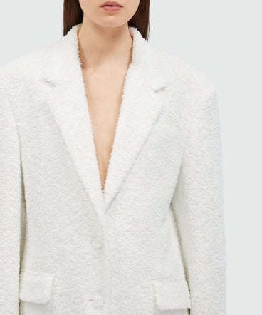 White sponge-effect tweed jacket